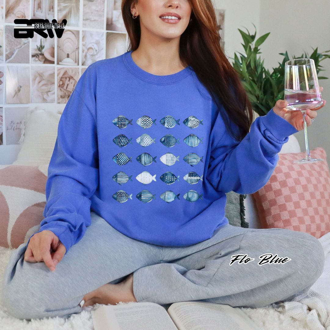 'Water Color Fish Pattern Design' Summer Long Sleeve Tee