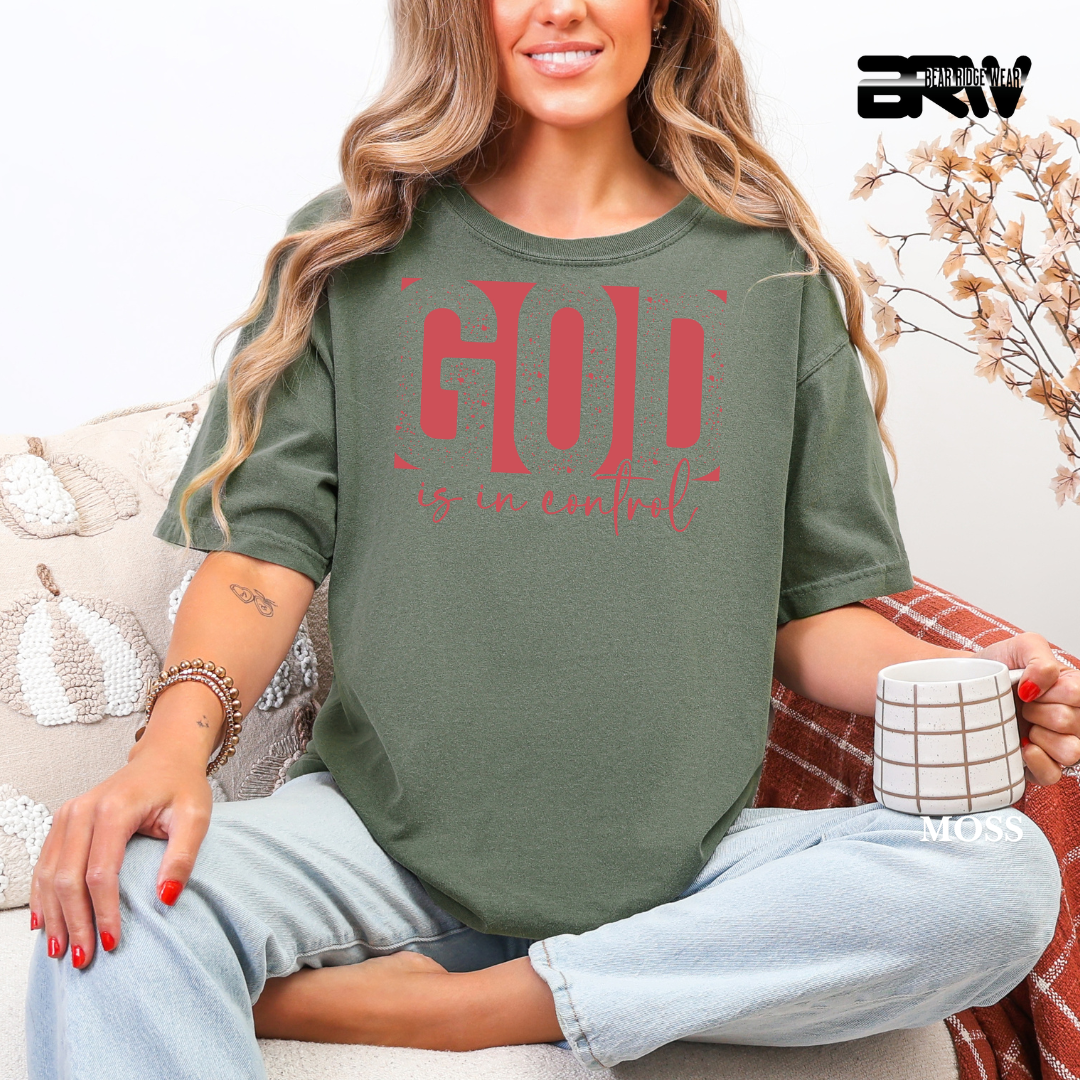 'God Is In Control-Pink' Faith Tee