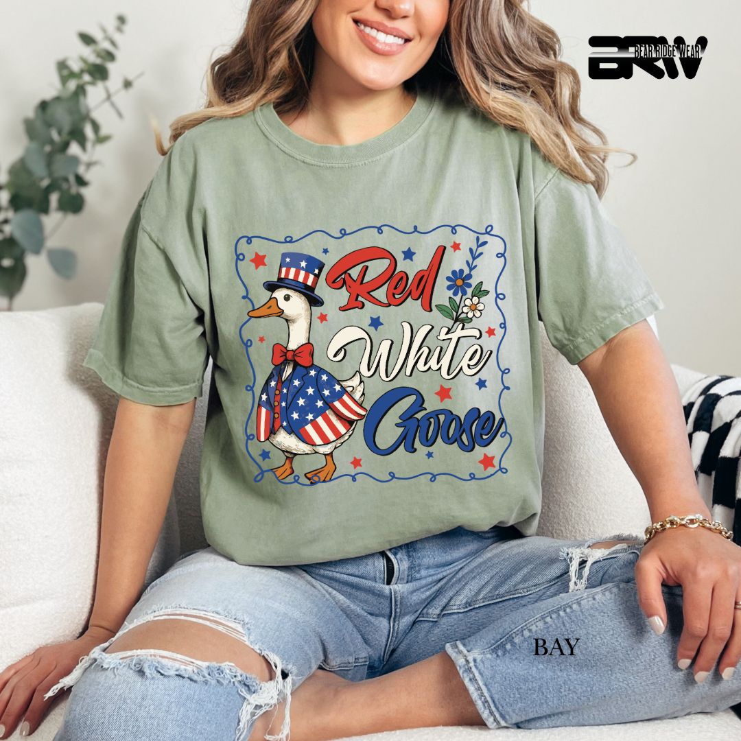 Red-White Goose- Patriotic Tee