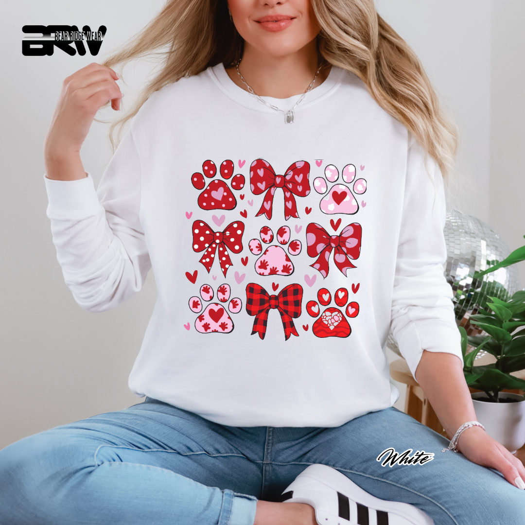 'Dog Paws and Ribbons' Long Sleeve Tee