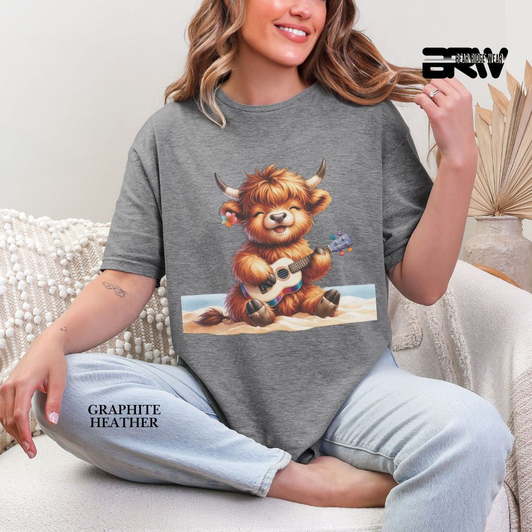 'Highland Cow-Guitar' 2 Summer Tee