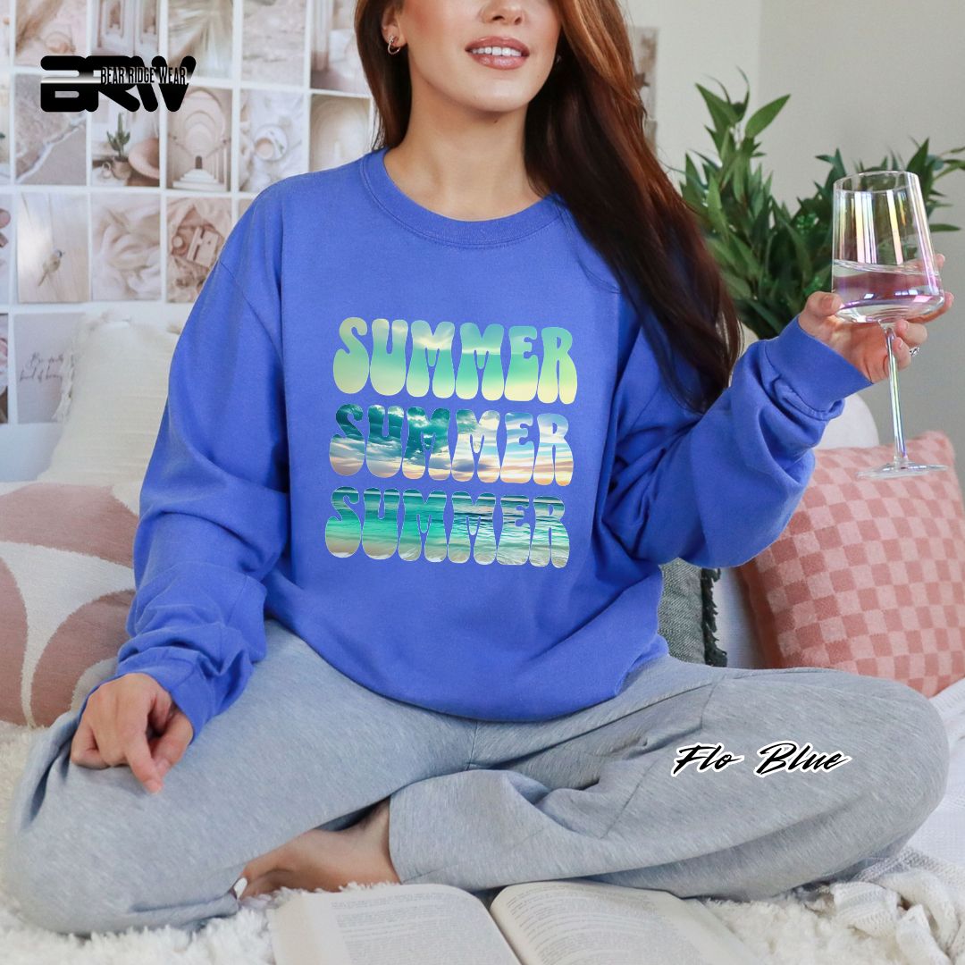 'Vibrant Summer Bubble Letter' Summer Long Sleeve Tee