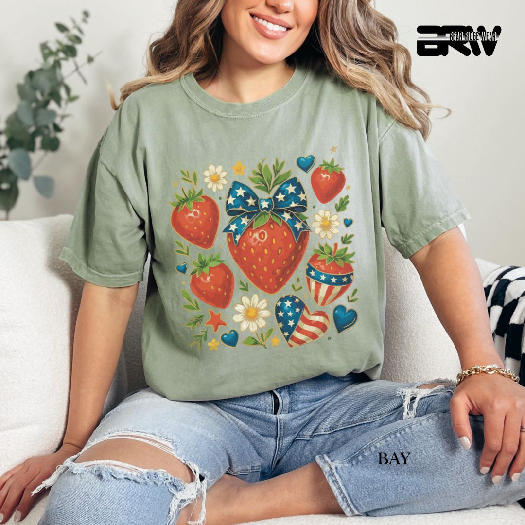 Strawberries- Patriotic Tee