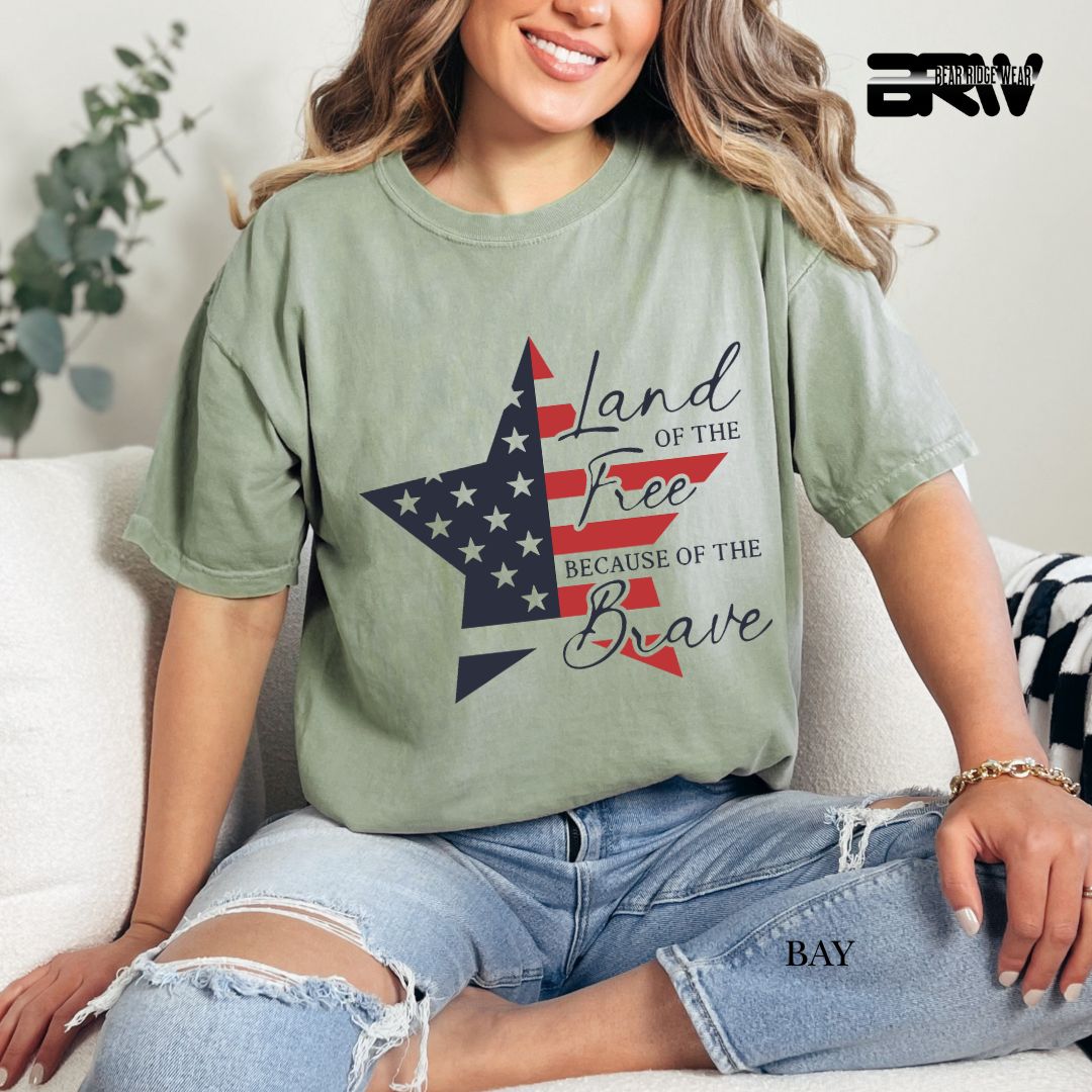 Land Of Free Star- Patriotic Tee