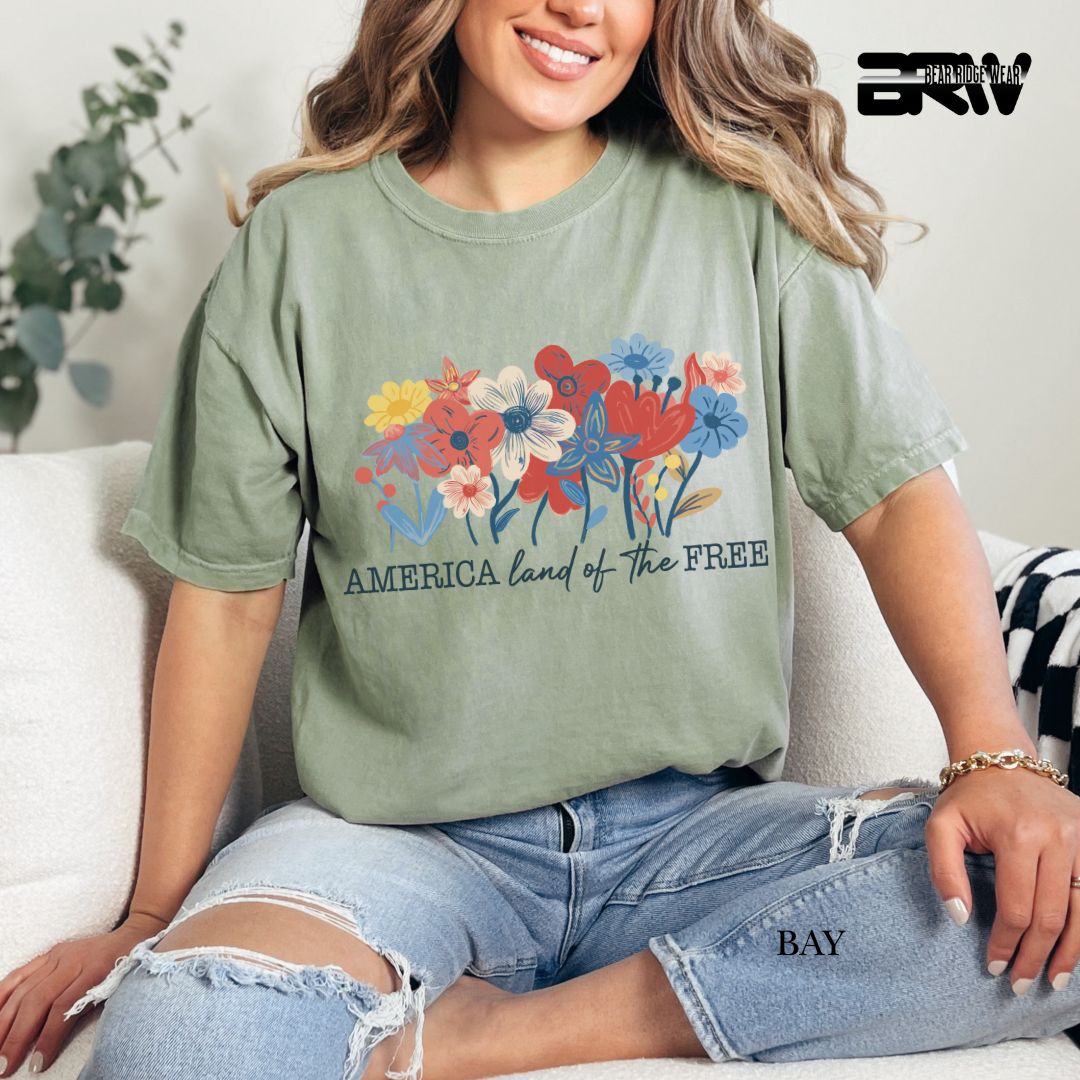 America Flowers- Patriotic Tee