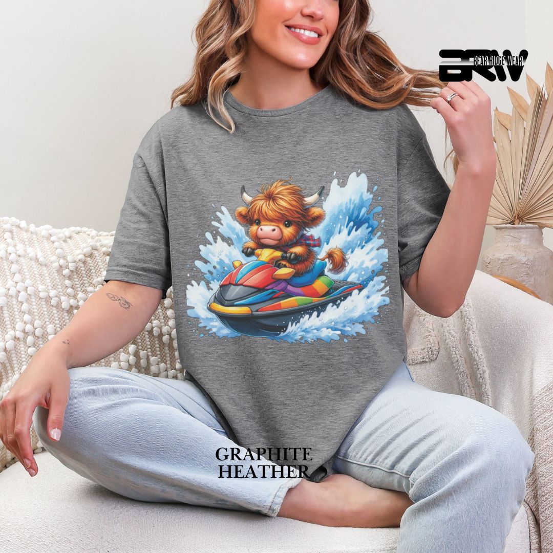 'HHighland Cow-Ski Mobile' 2 Summer Tee