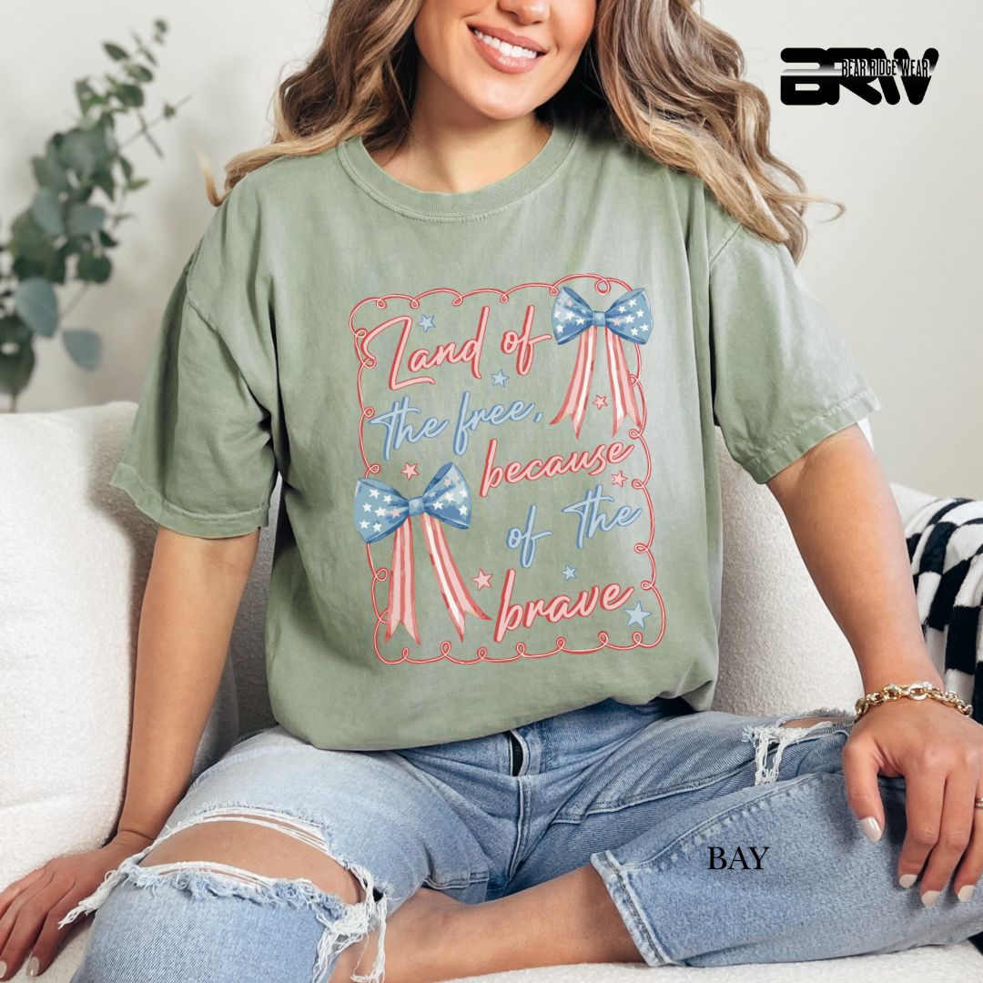 Land Of The Free-Bows- Patriotic Tee