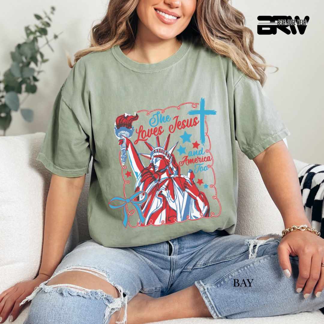 She Loves Jesus-America- Patriotic Tee