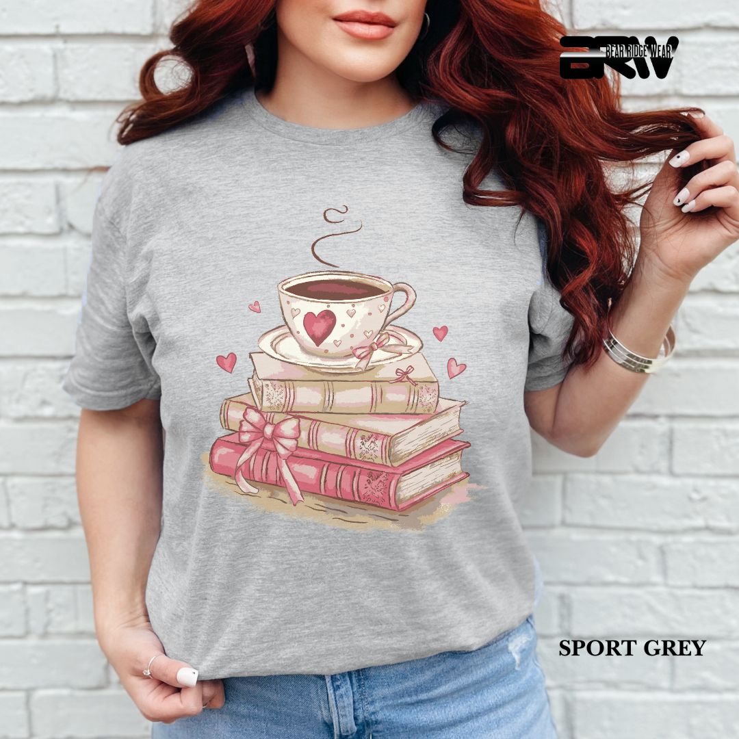 'Coffee On Top Of The Book' Valentines Tee
