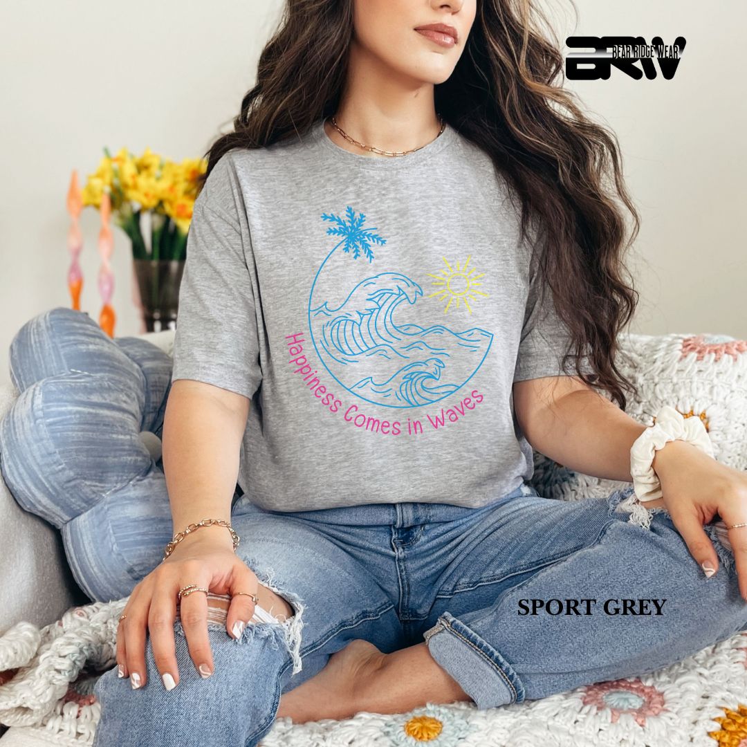 'Happiness Comes In Waves' 3 Summer Tee