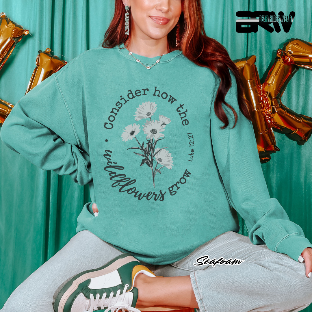 'Consider How the Wildflower Grow' Faith Crewneck Sweatshirt