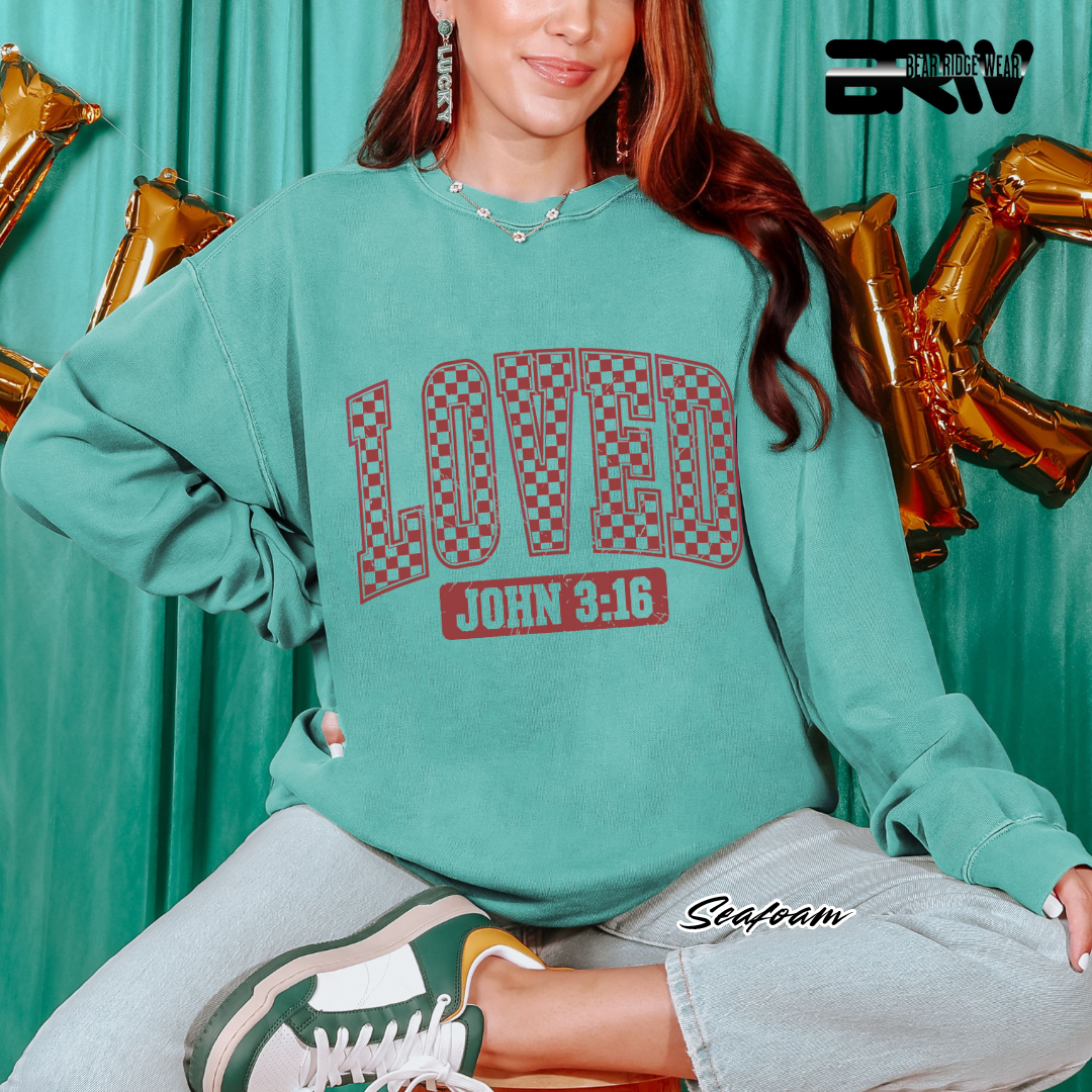 'Loved, John 3:16' Faith Crewneck Sweatshirt