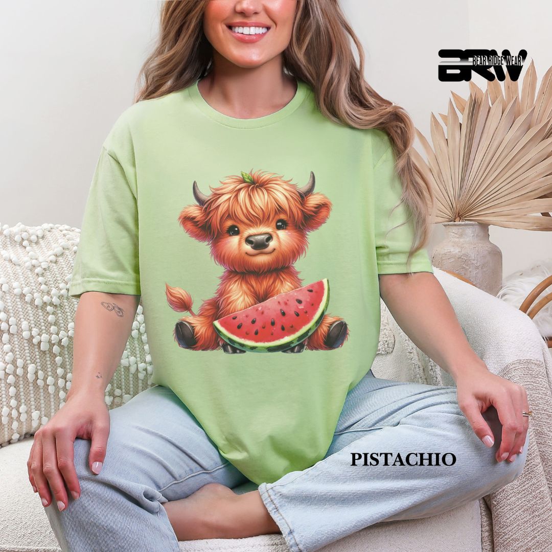 'Highland Cow-Watermelon' 2 Summer Tee