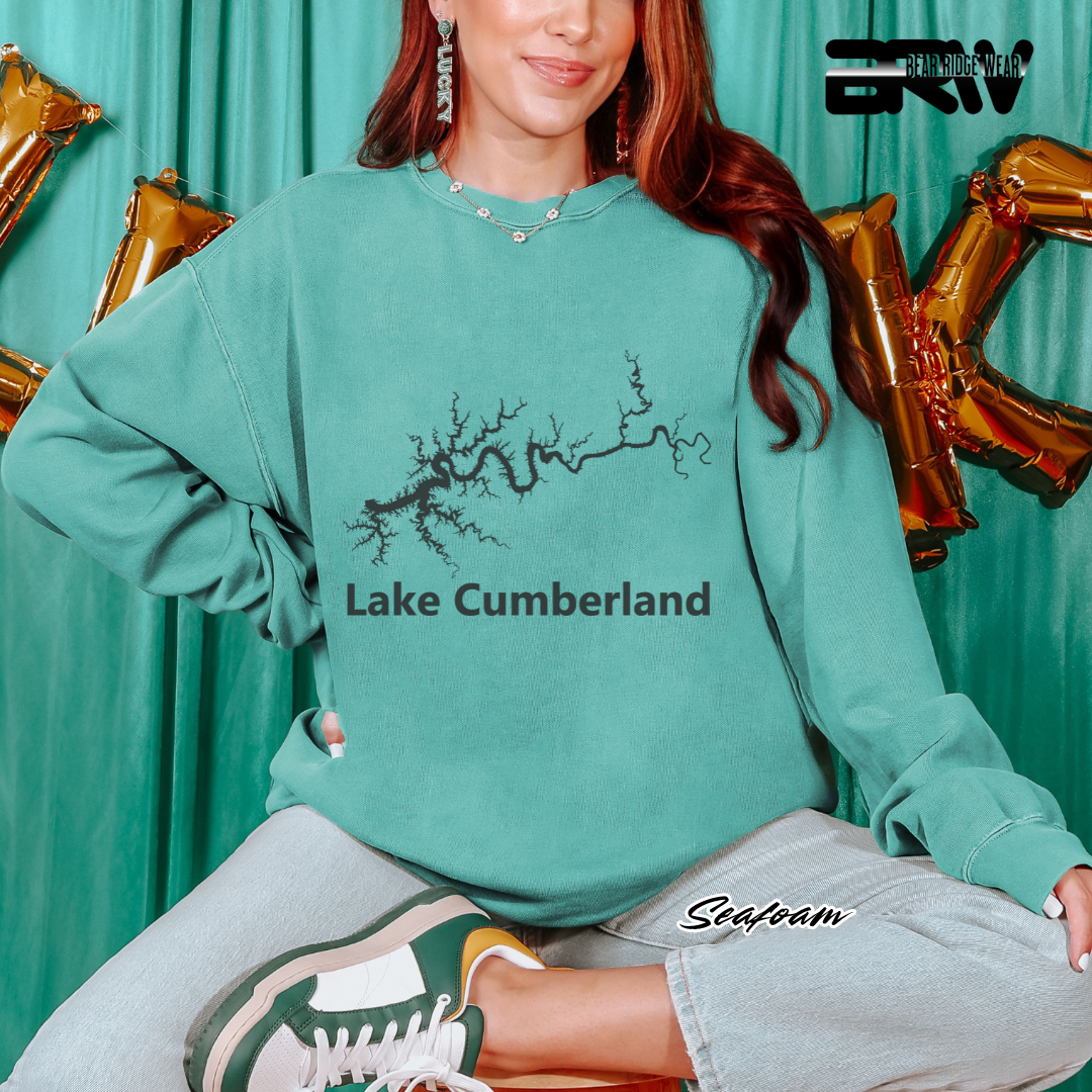 'Black Lake Cumberland Map' Crewneck Sweatshirt