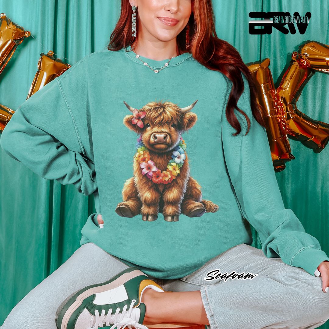 'Highland Cow-Lei' Summer Long Sleeve Tee