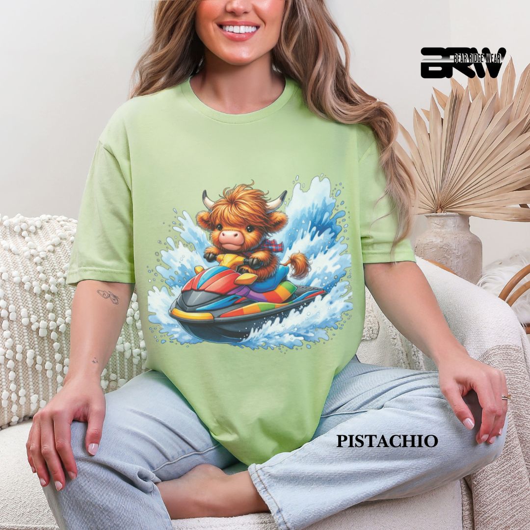 'HHighland Cow-Ski Mobile' 2 Summer Tee