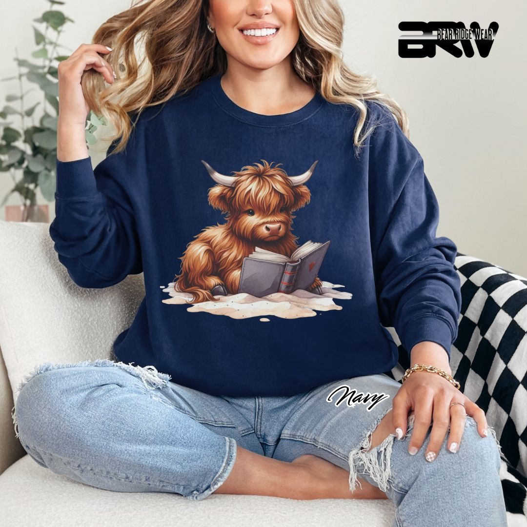 'Highland Cow-Beach-Book' Summer Long Sleeve Tee