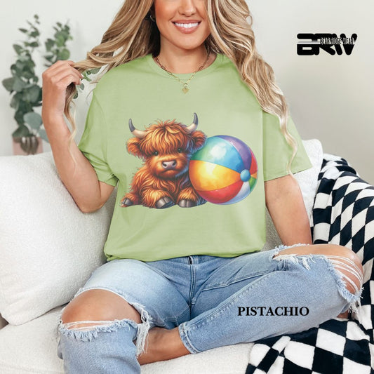 'Highland Cow-Beach-Ball' 2 Summer Tee