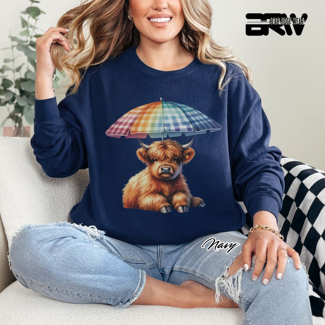 'Highland Cow-Umbrella' Summer Long Sleeve Tee