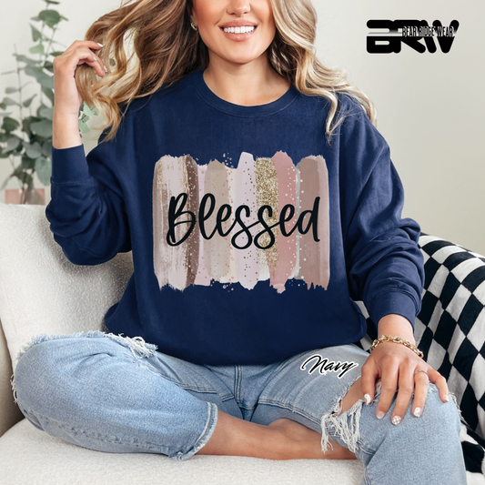 'Blessed' Brushed Stroke Crewneck Sweatshirt