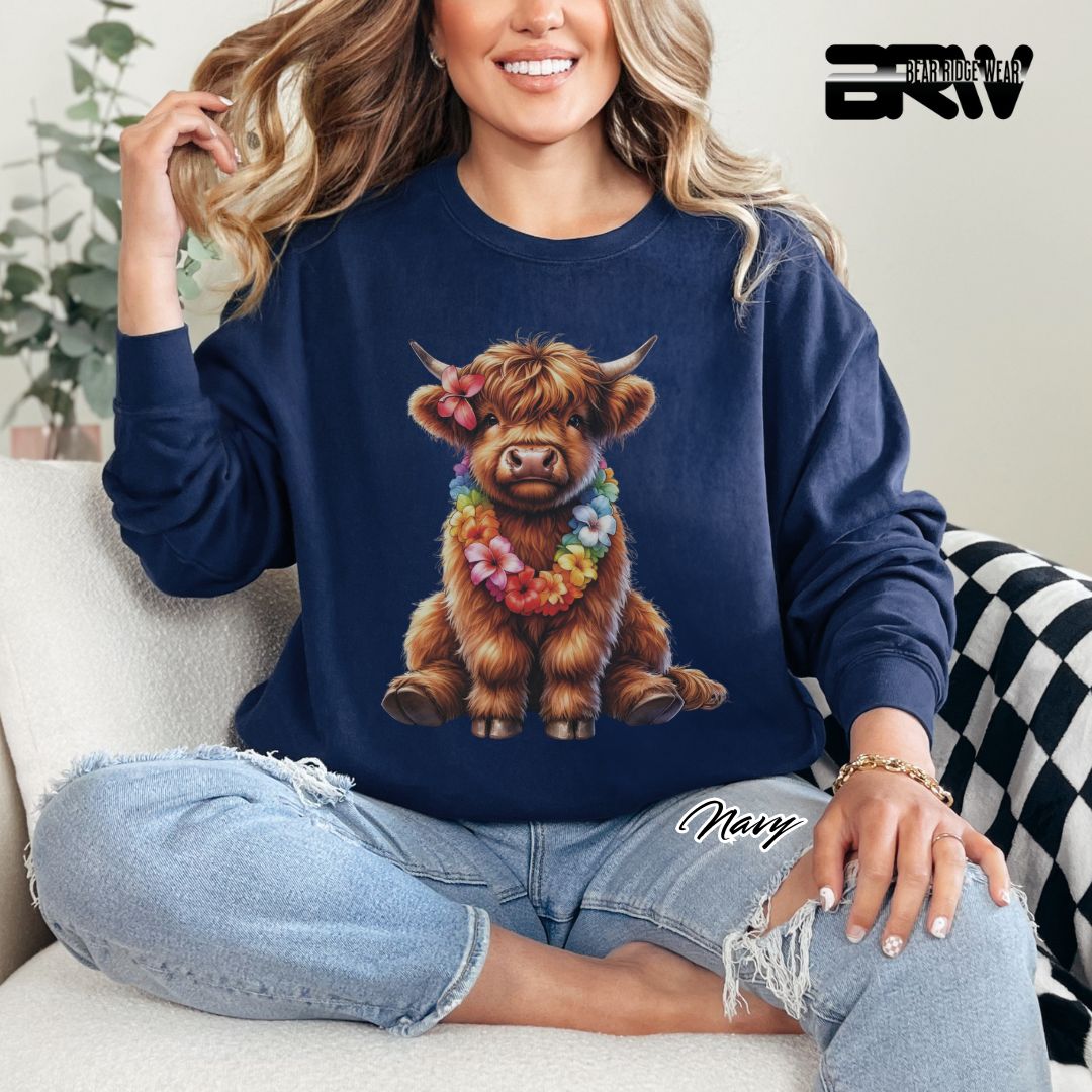 'Highland Cow-Lei' Summer Long Sleeve Tee
