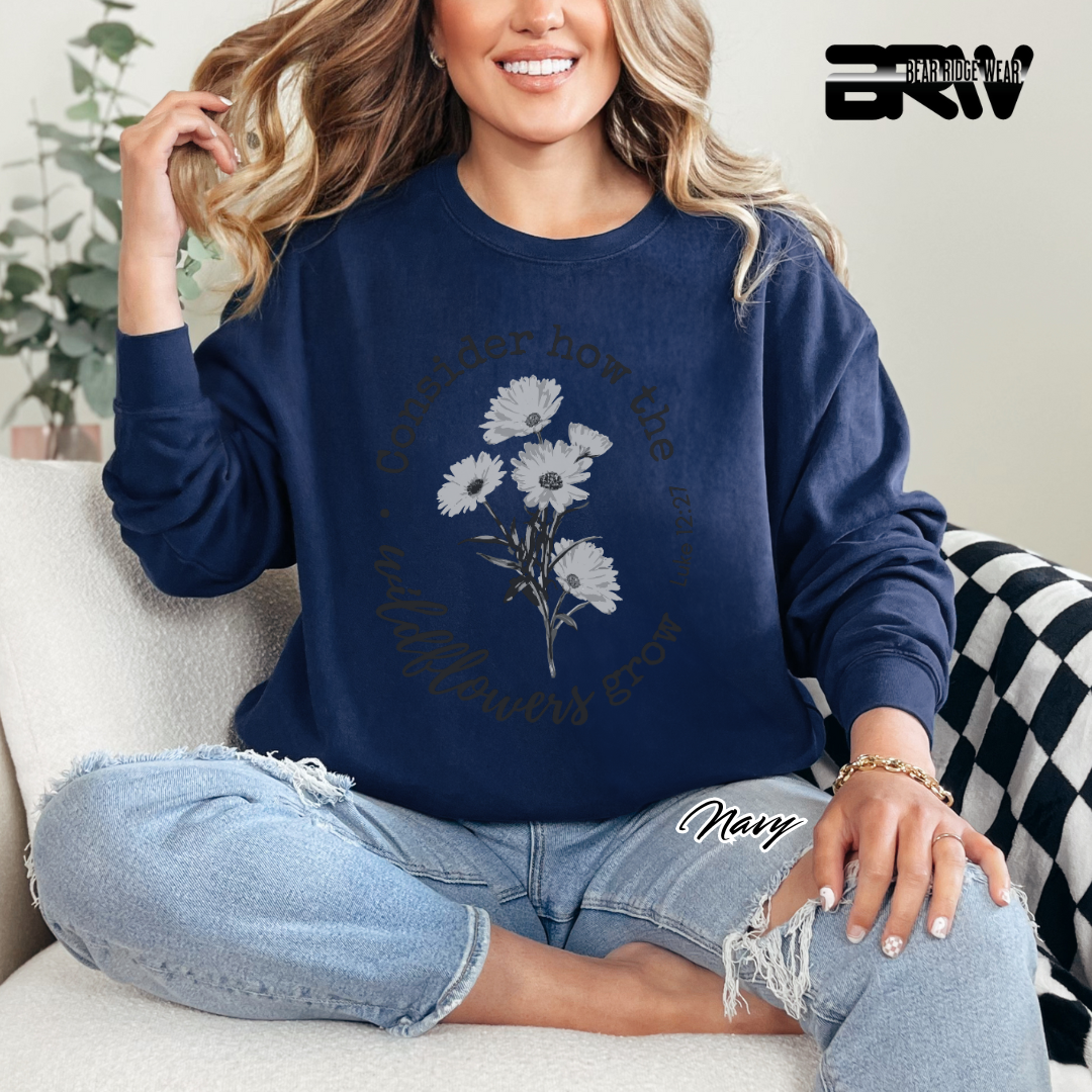 'Consider How the Wildflower Grow' Faith Crewneck Sweatshirt