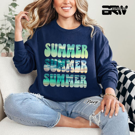 'Vibrant Summer Bubble Letter' Summer Long Sleeve Tee