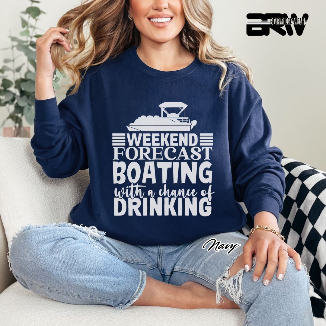 'Weekend Forecast-Boating' Summer Long Sleeve Tee