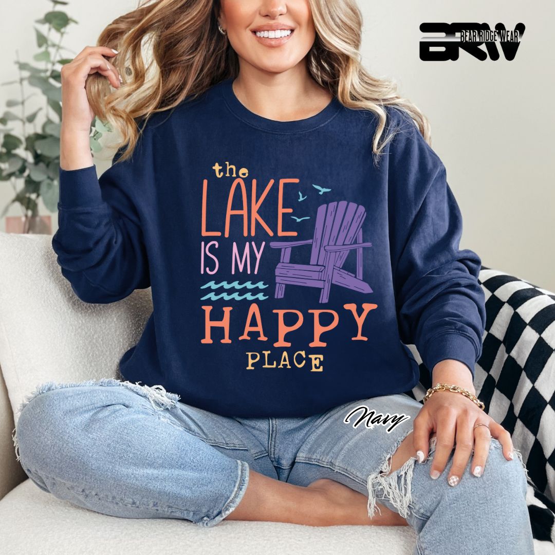 'The Lake Is My Happy Place' Summer Crewneck Sweatshirt