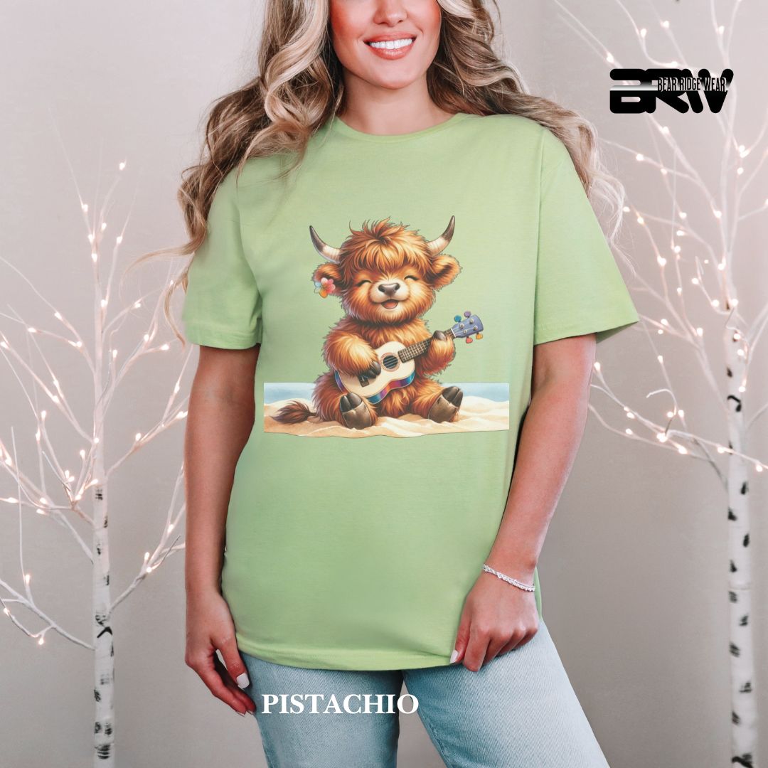 'Highland Cow-Guitar' 2 Summer Tee