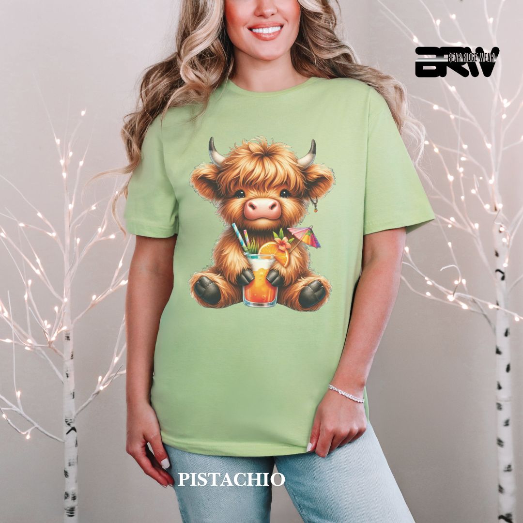 'Highland Cow-Tropical Drink' 2 Summer Tee