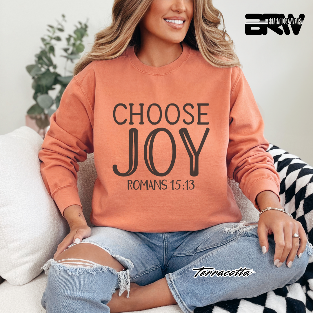 'Choose Joy, Romans 15:13' Faith Long-Sleeve Tee