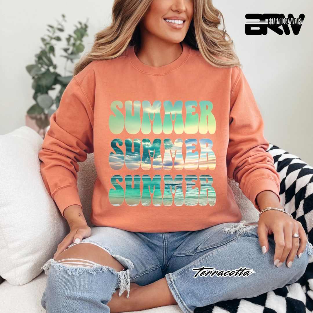 'Vibrant Summer Bubble Letter' Summer Long Sleeve Tee