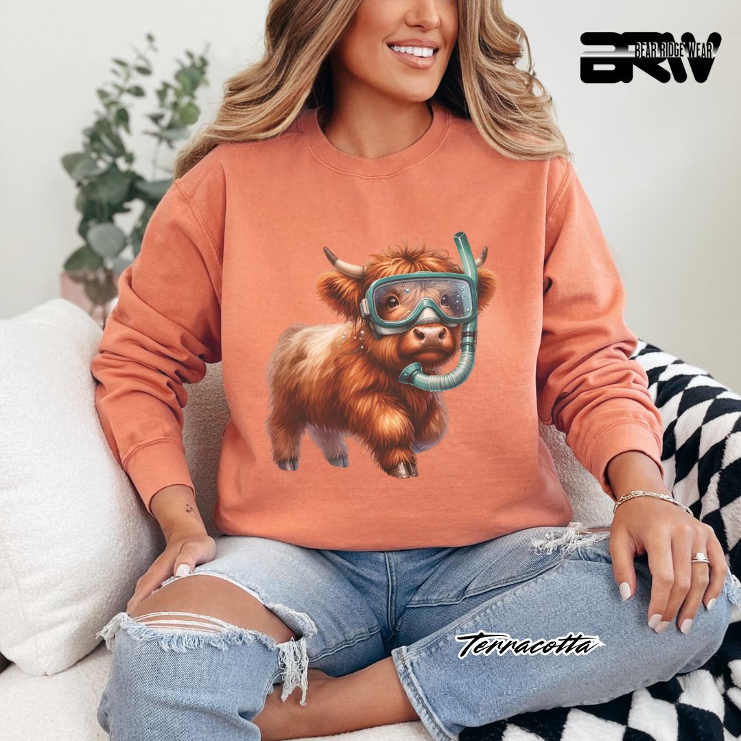 'Highland Cow-Snorkel' Summer Long Sleeve Tee