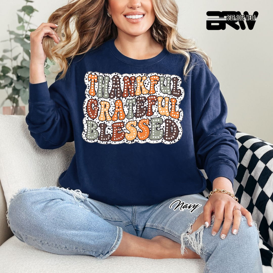 'Thankful Grateful Blessed' Fall Crewneck Sweatshirt