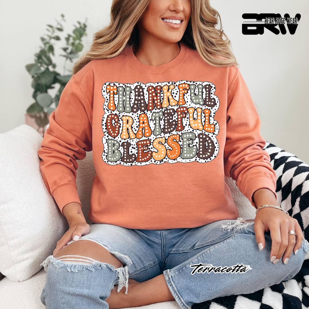 'Thankful Grateful Blessed' Fall Crewneck Sweatshirt