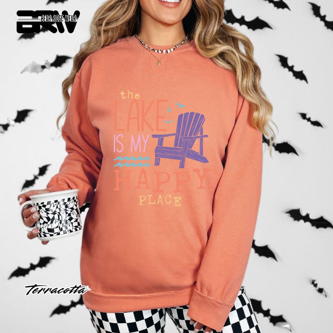 'The Lake Is My Happy Place' Summer Crewneck Sweatshirt