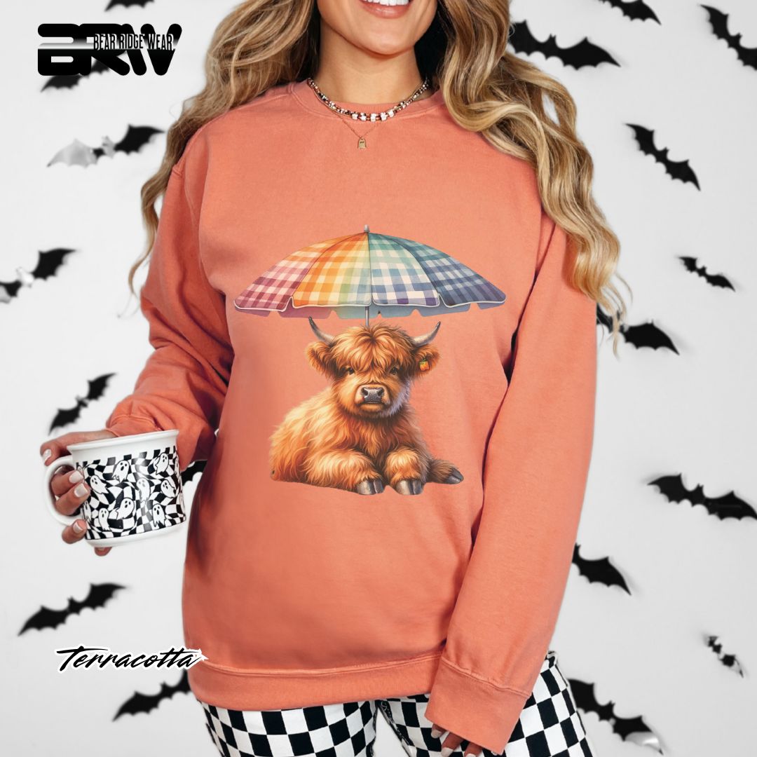 'Highland Cow-Umbrella' Summer Long Sleeve Tee