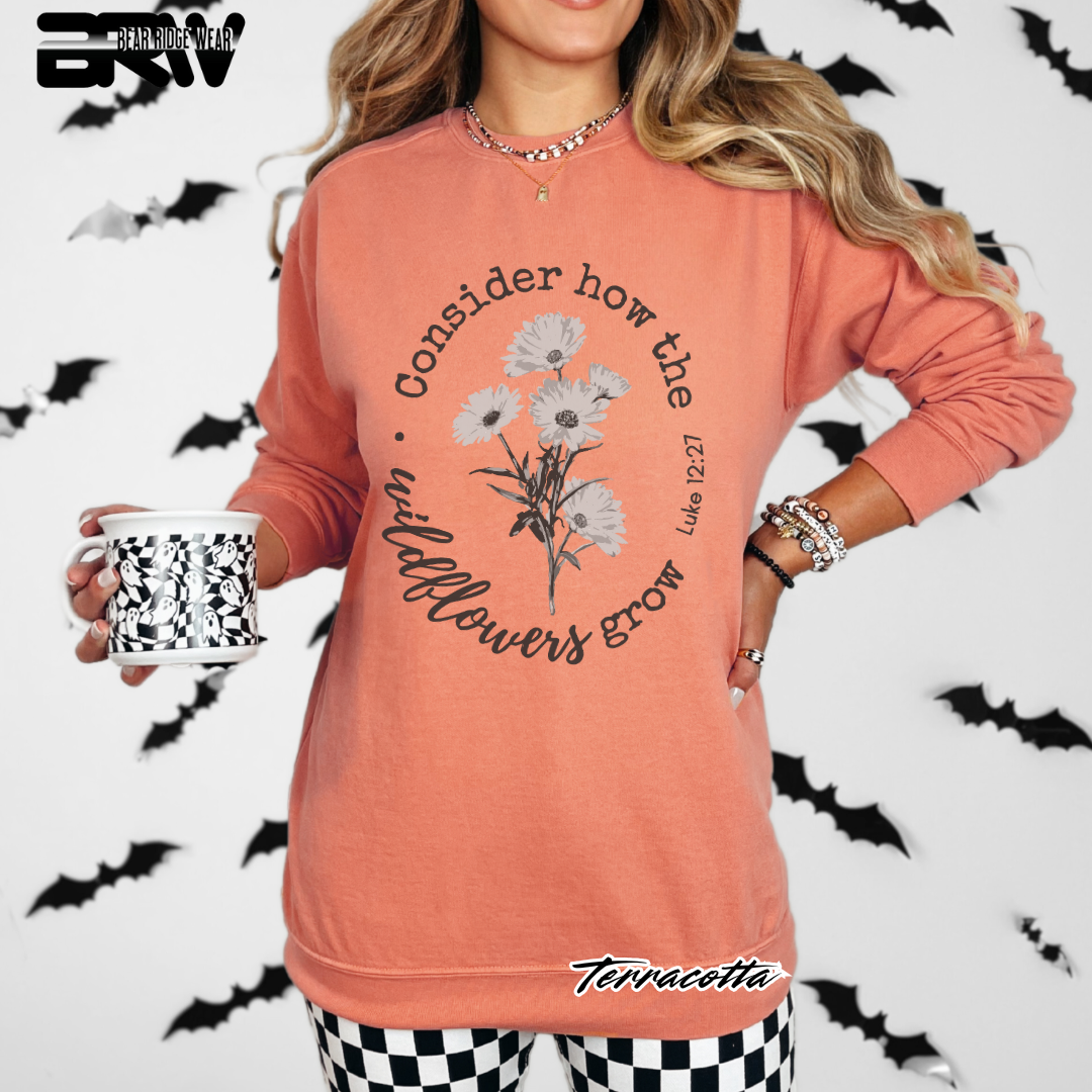 'Consider How the Wildflower Grow' Faith Crewneck Sweatshirt