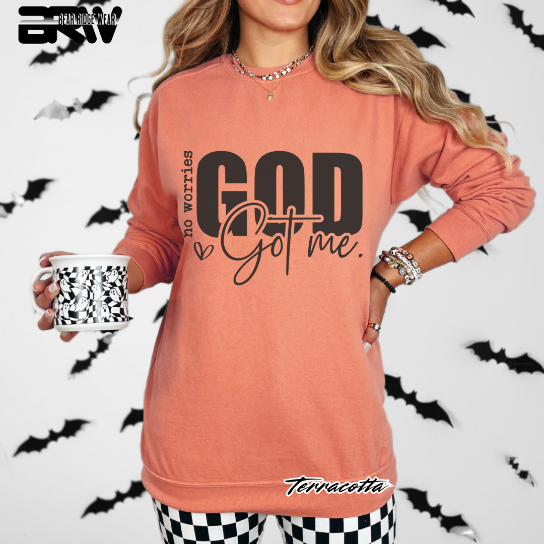 'No Worries God Got Me' Faith Crewneck Sweatshirt