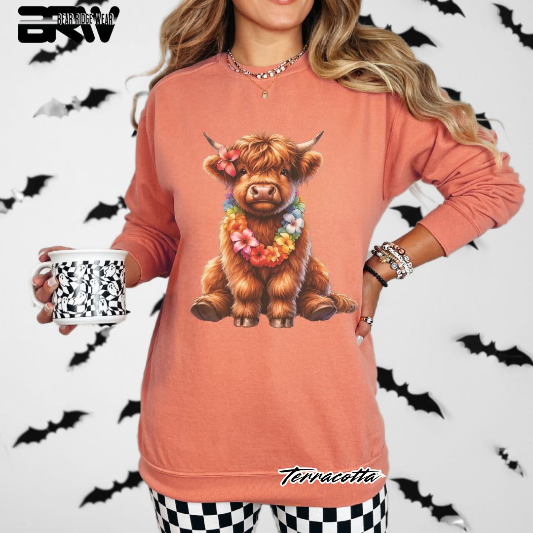 'Highland Cow-Lei' Summer Long Sleeve Tee