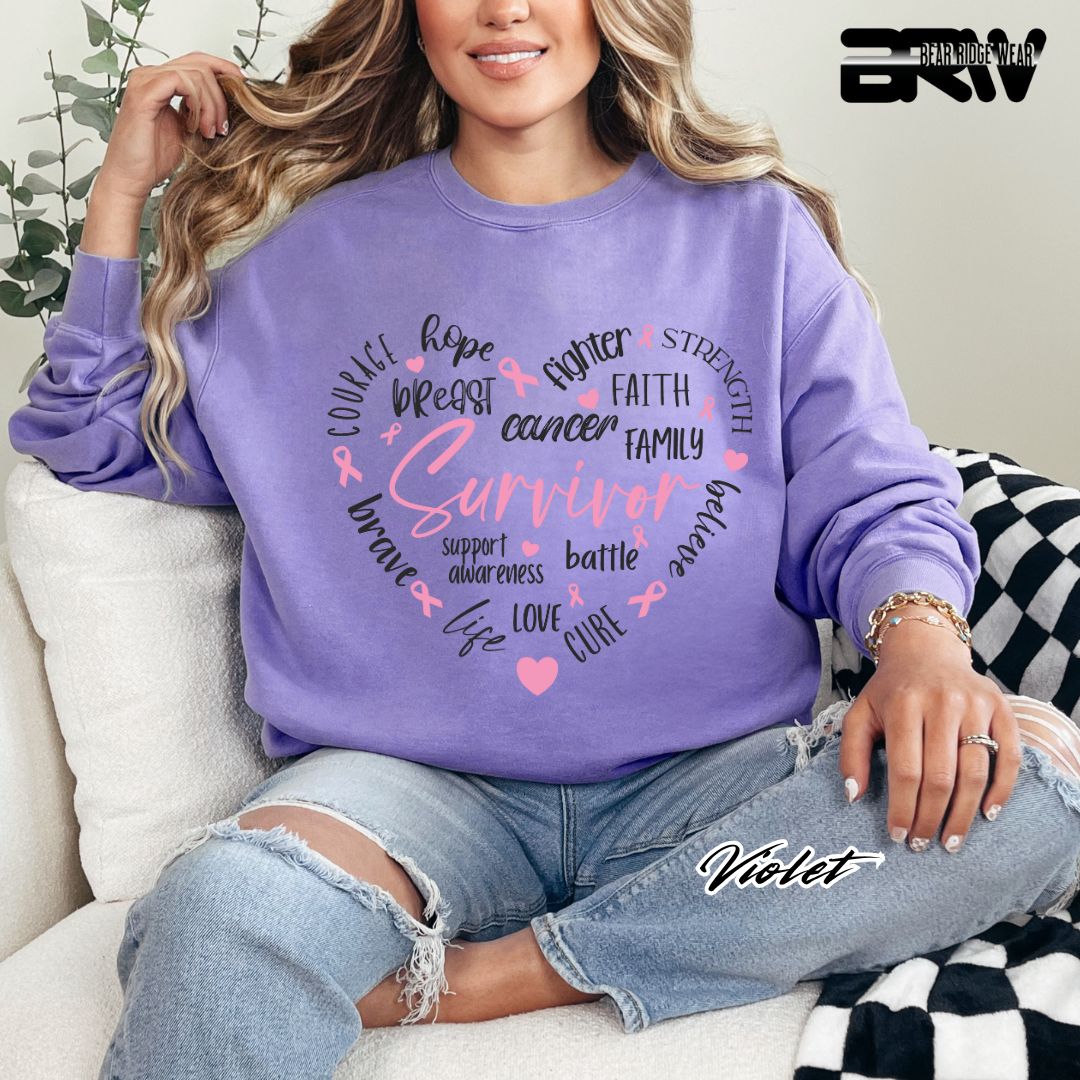 Women’s Crewneck Sweatshirt Breast Cancer Awareness Shirt – Pink Ribbon (S–2XL)
