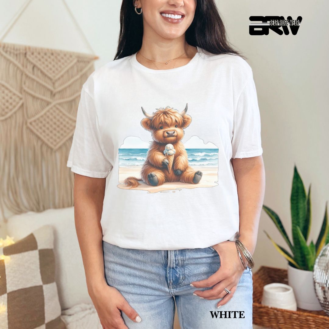 'Highland Cow-Ice Cream' 3 Summer Tee