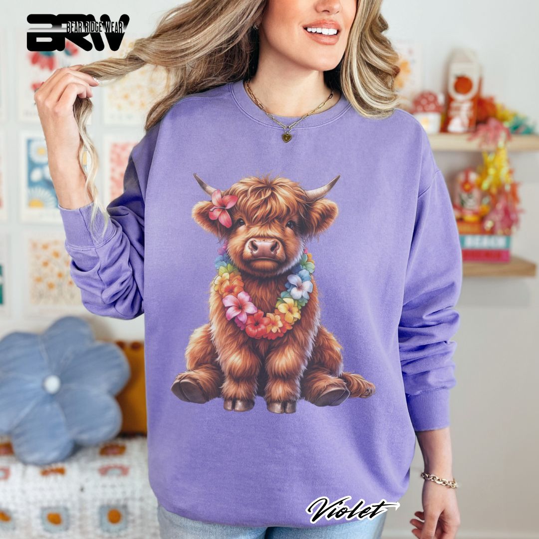 'Highland Cow-Lei' Summer Long Sleeve Tee