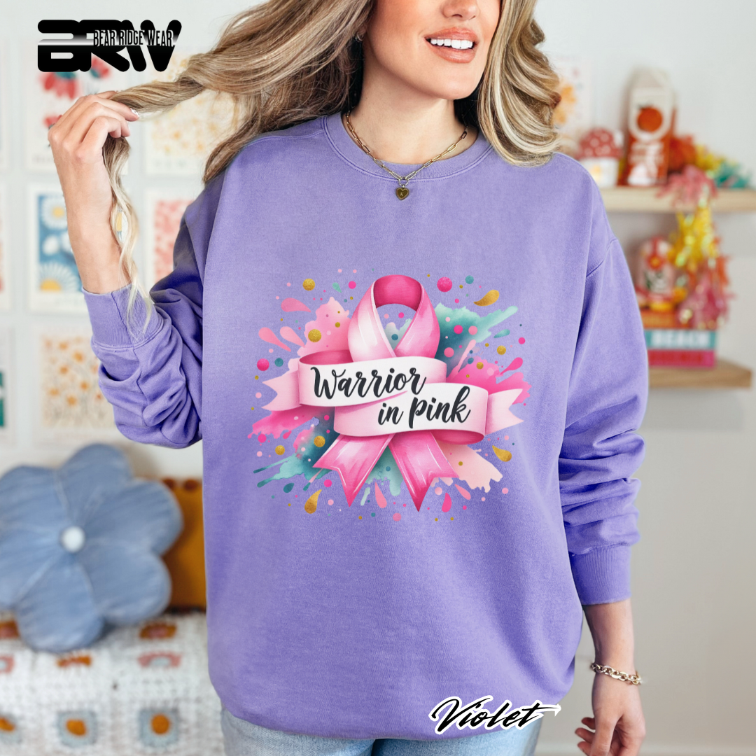 'Warrior In Pink' Awareness Crewneck Sweatshirt