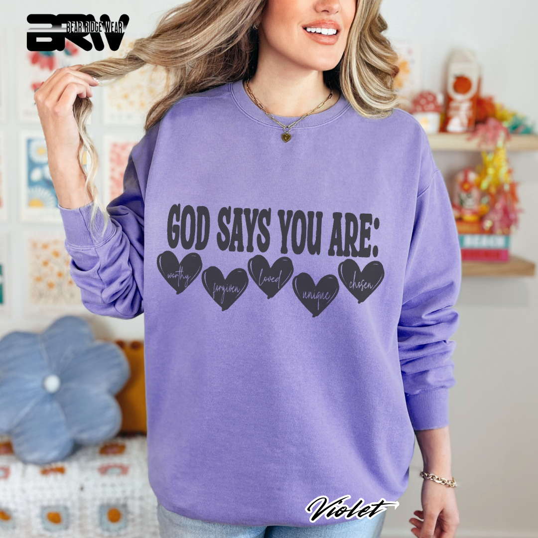 'God Says You Are' Faith Long-Sleeve Tee