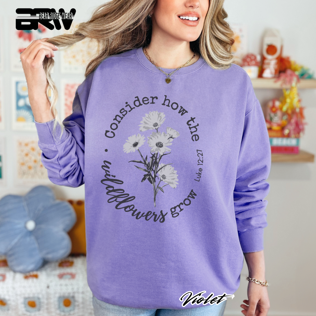 'Consider How the Wildflower Grow' Faith Crewneck Sweatshirt