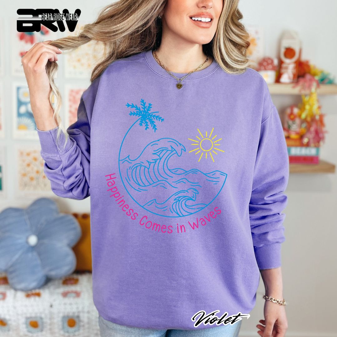 'Happiness comes in Waves' Summer Crewneck Sweatshirt