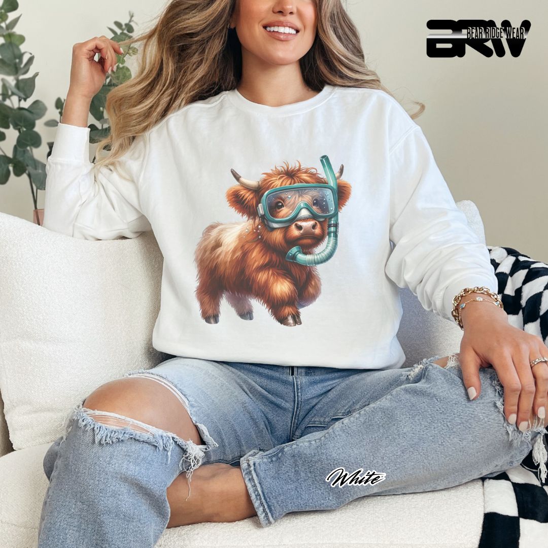 'Highland Cow-Snorkel' Summer Long Sleeve Tee