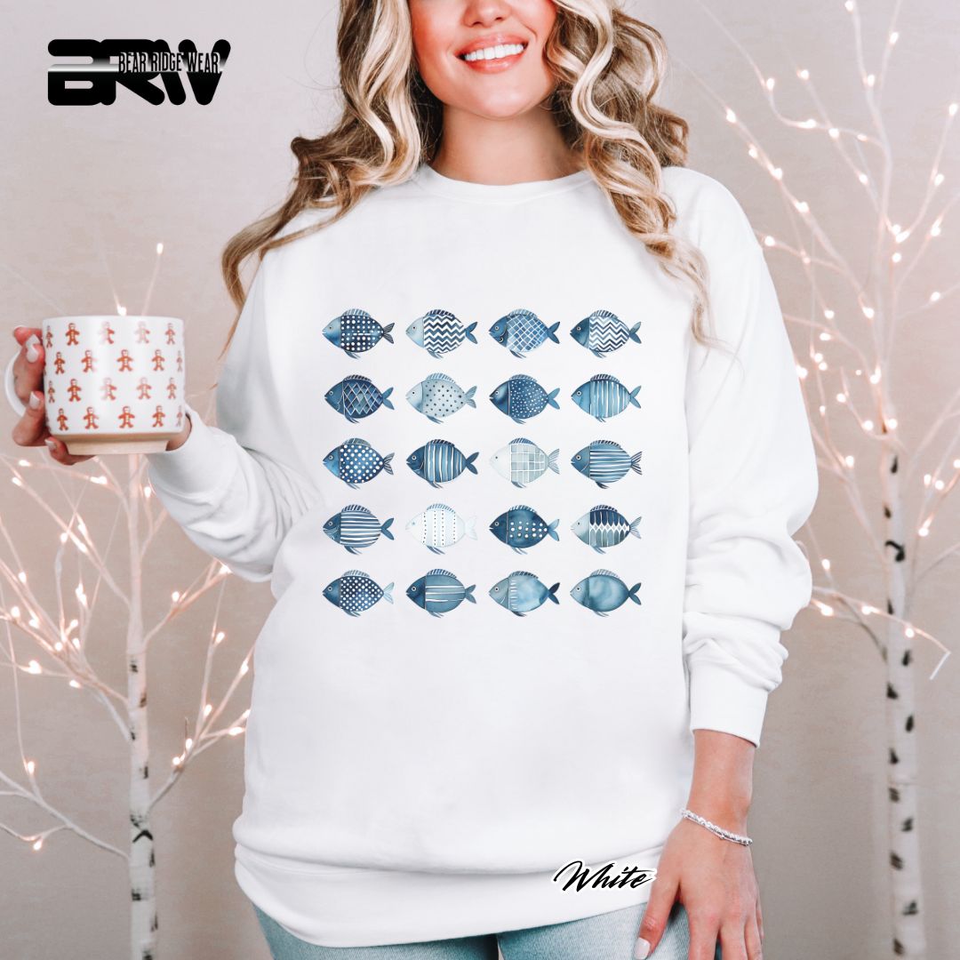 'Water Color Fish Pattern Design' Summer Long Sleeve Tee